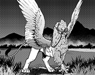 翼を広げているグリフォンのイラスト