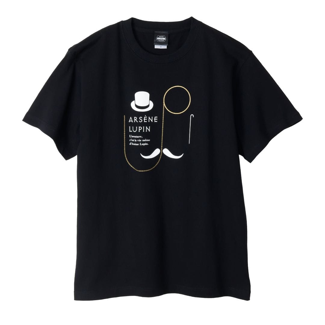 Tシャツ　モーリス・ルブラン　アルセーヌ・ルパン　ブラック／ゴールド